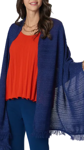 Starry Shimmer Lace-Knit Wrap/Shawl; Bright Navy Shimmer