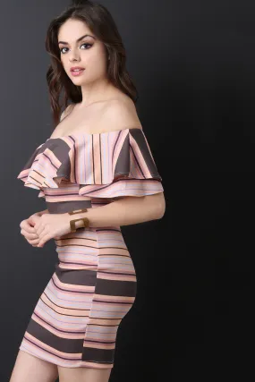Stripe Off-The-Shoulder Bodycon Mini Dress