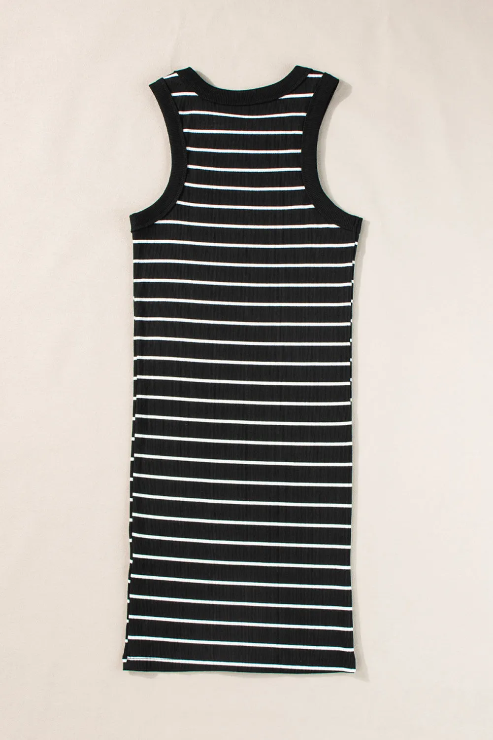 Striped Bodycon Dress - Black