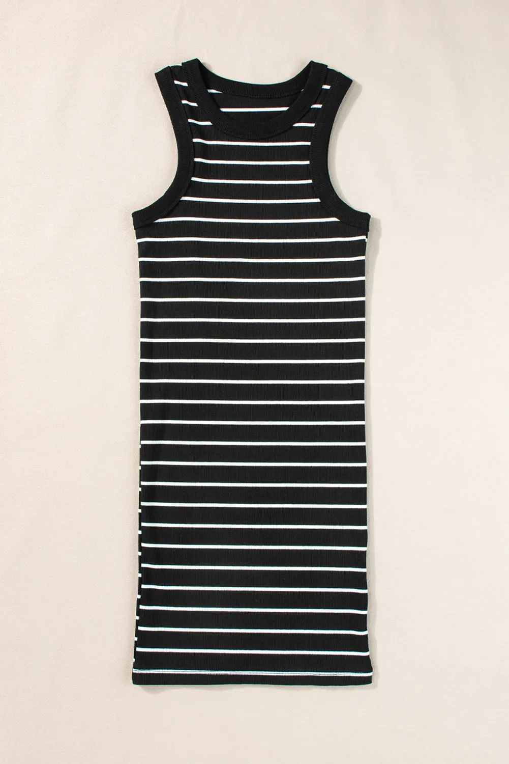 Striped Bodycon Dress - Black