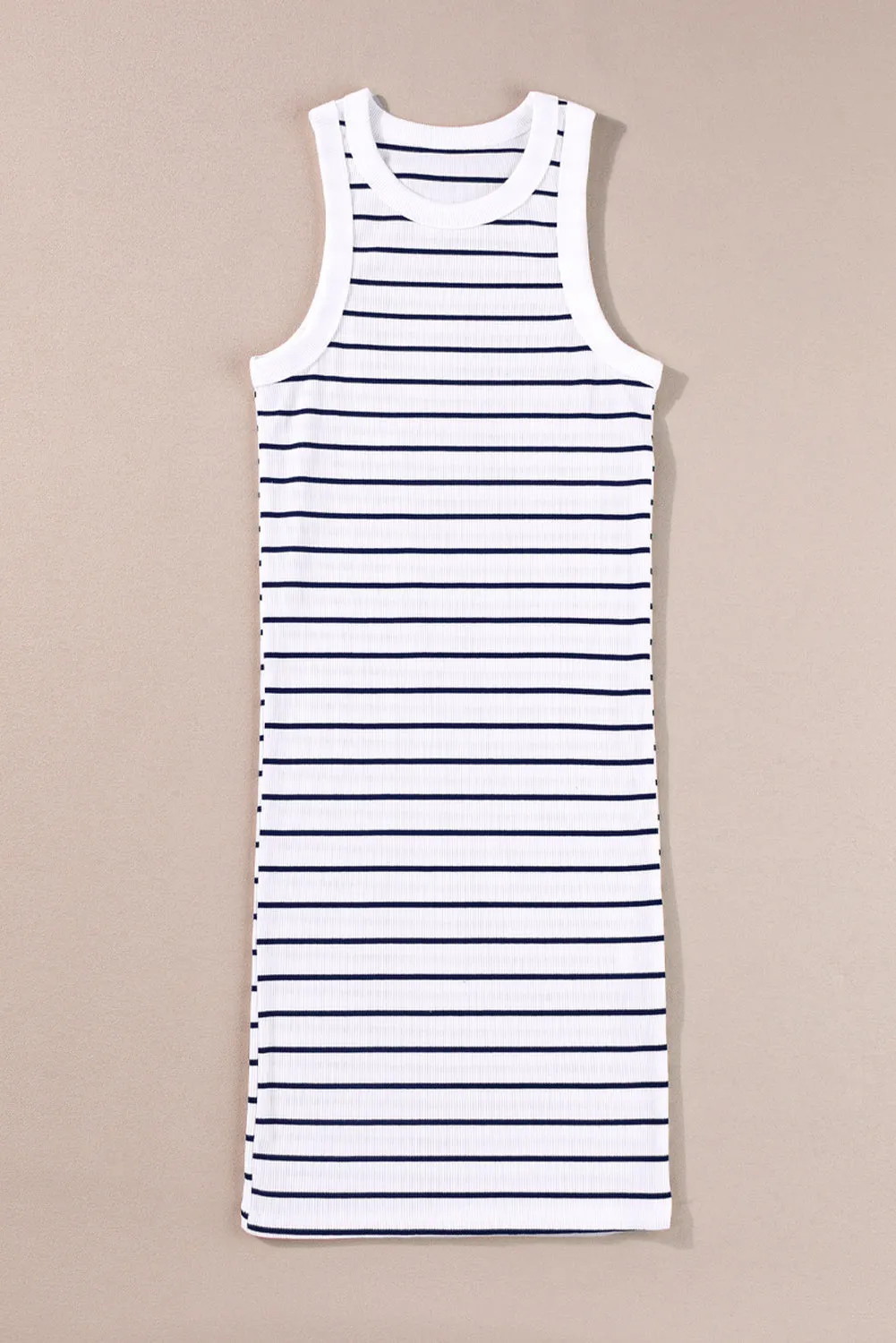 Striped Bodycon Dress - White