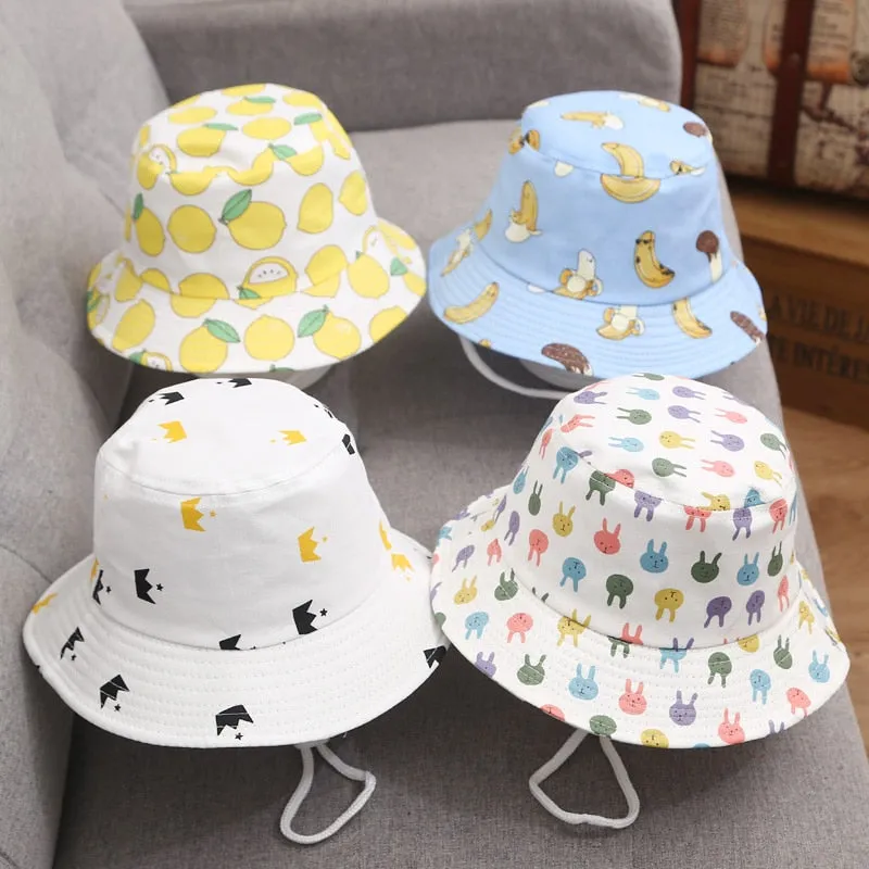 Summer Baby Sun Hat Children Outdoor Anti UV Protection Beach Caps Fishing Bucket Hats Kids Boy Girl Cartoon Fisherman Hat