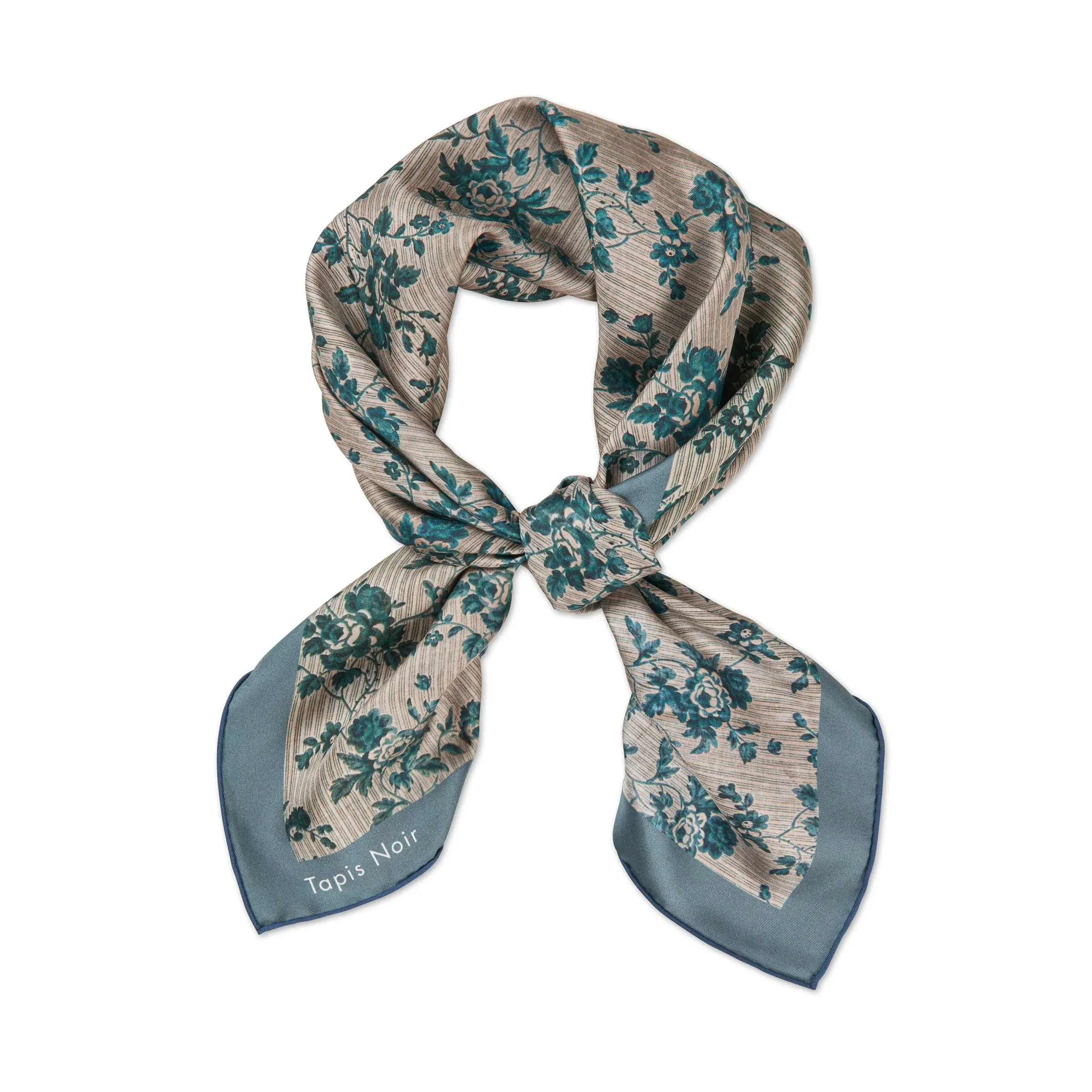 Tapis Noir Classical Blue Flower Stripe Scarf
