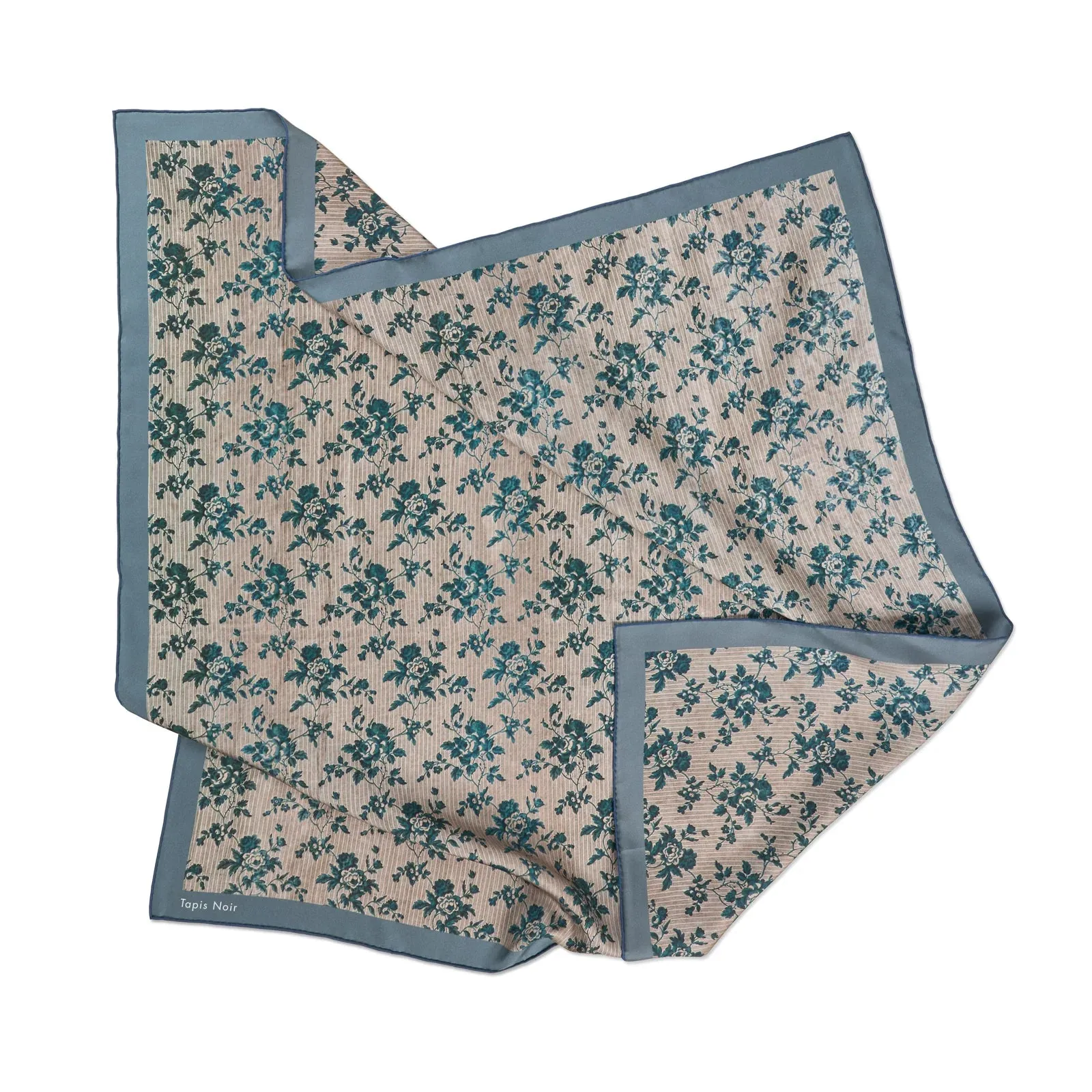 Tapis Noir Classical Blue Flower Stripe Scarf