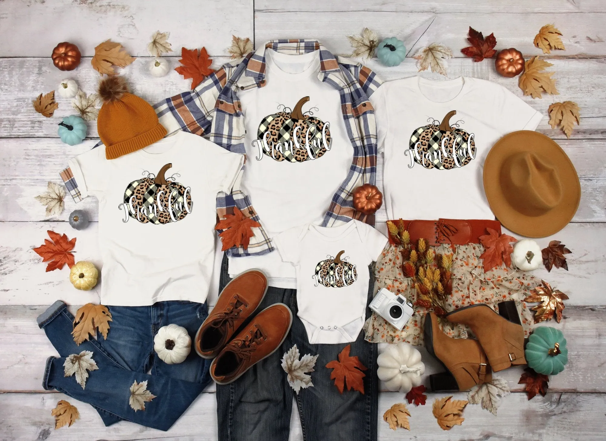 Thankful Cheetah Pumpkin Shirt, Tank, Sweatshirt & Matching Family Shirts. Perfect for a Fall or Thanksgiving Gift