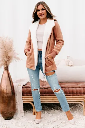 The Cozy Condition Faux Suede Sherpa Lined Coat (Terracotta)