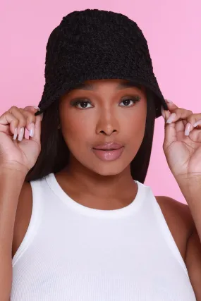 The Only One Crochet Bucket Hat - Black