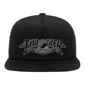 THRASHER X ANTI-HERO MAG BANNER SNAPBACK BLACK