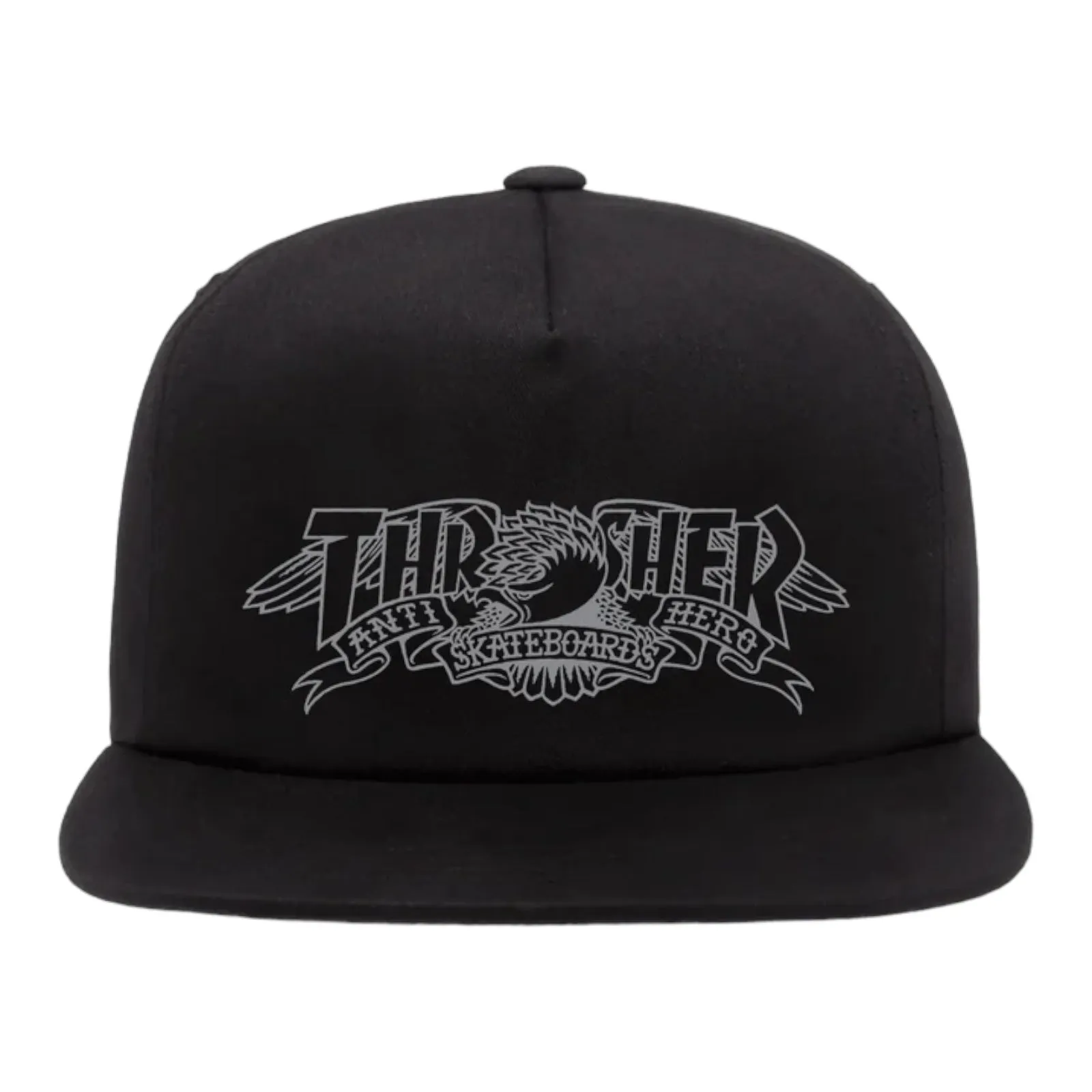 THRASHER X ANTI-HERO MAG BANNER SNAPBACK BLACK
