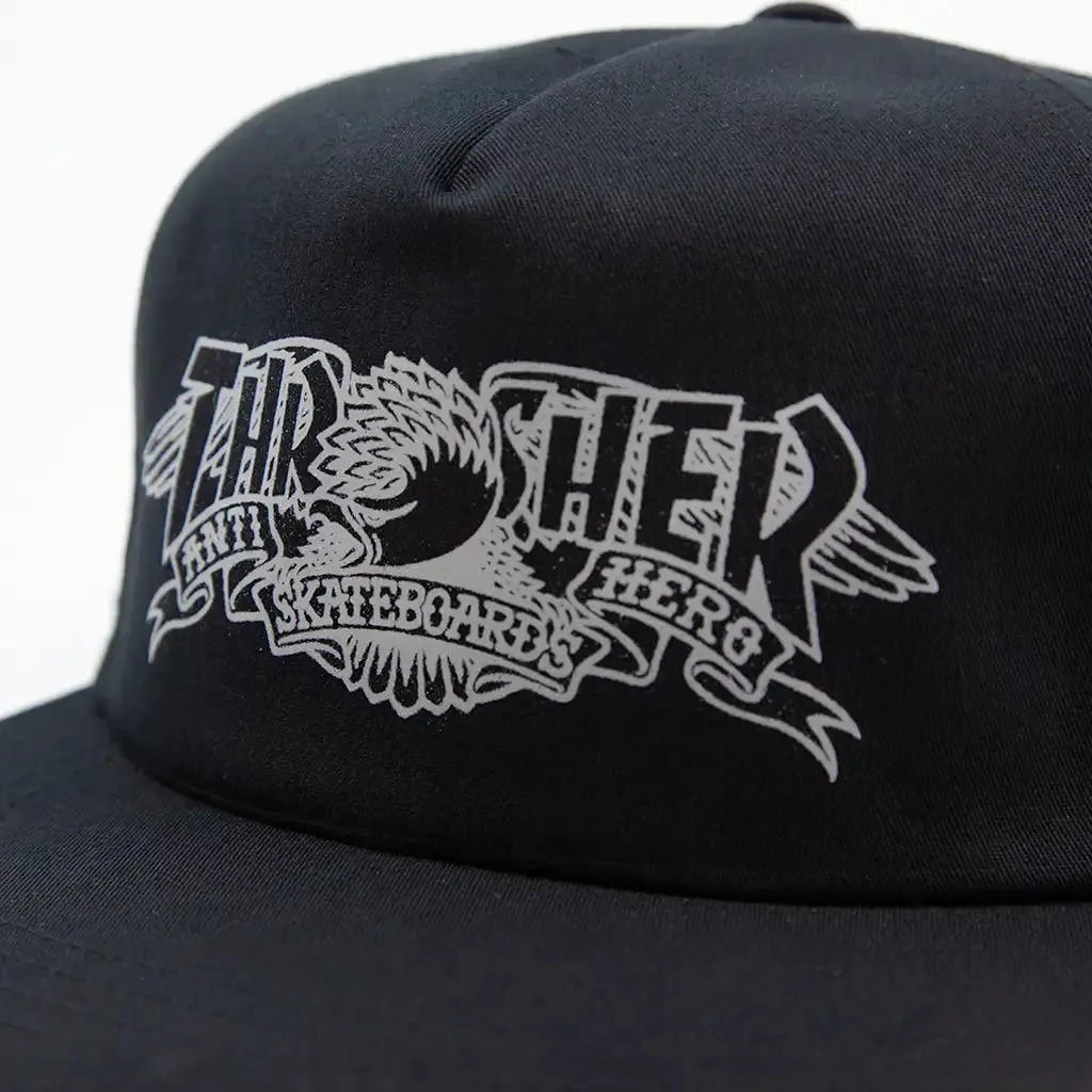 Thrasher x Anti-Hero Mag Banner Snapback Hat Black