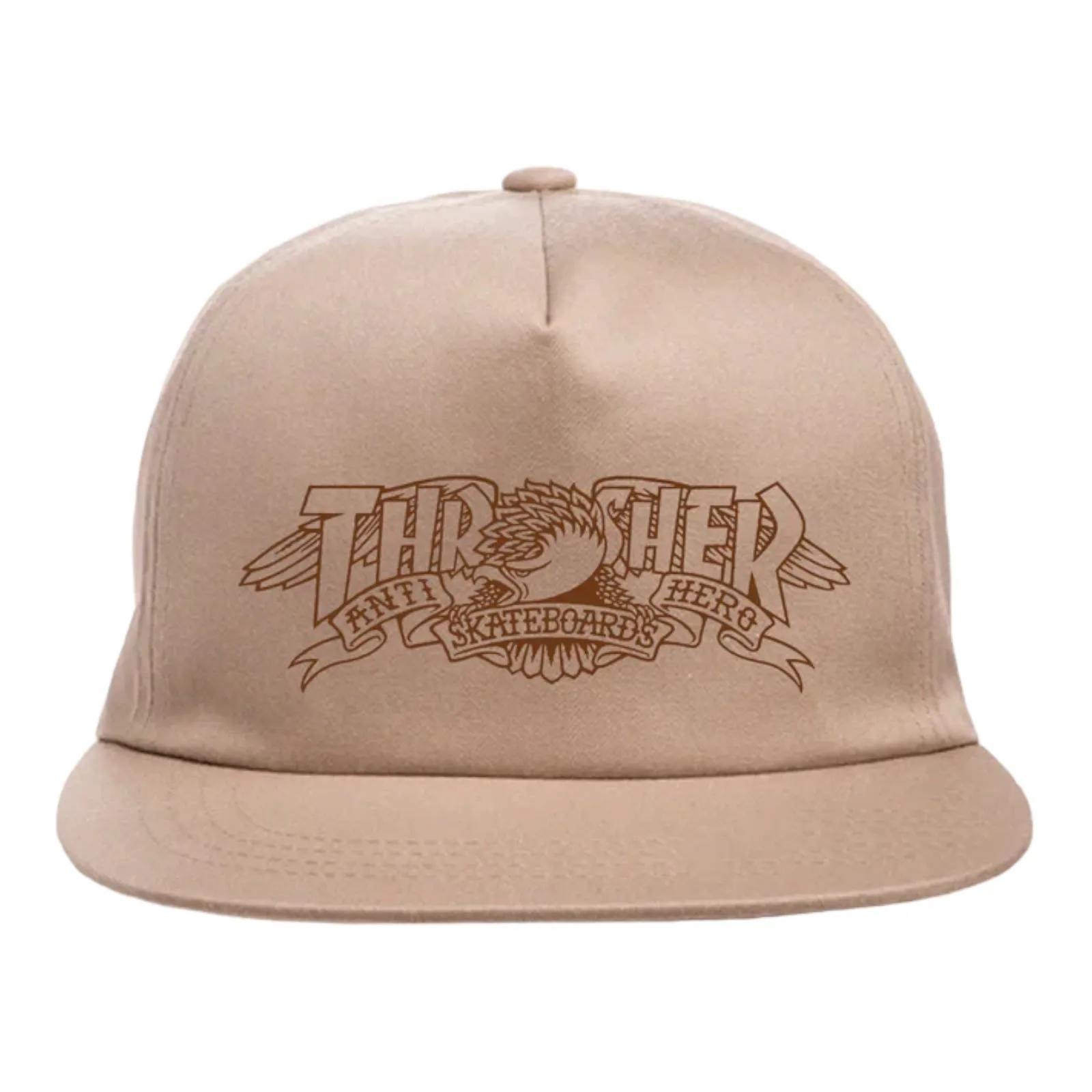 THRASHER X ANTI-HERO MAG BANNER SNAPBACK KHAKI
