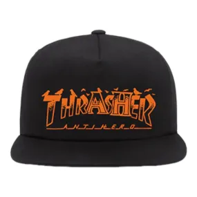 THRASHER X ANTI-HERO PIGEON MAG SNAPBACK HAT BLACK