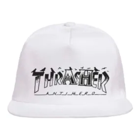 THRASHER X ANTI-HERO PIGEON MAG SNAPBACK HAT WHITE