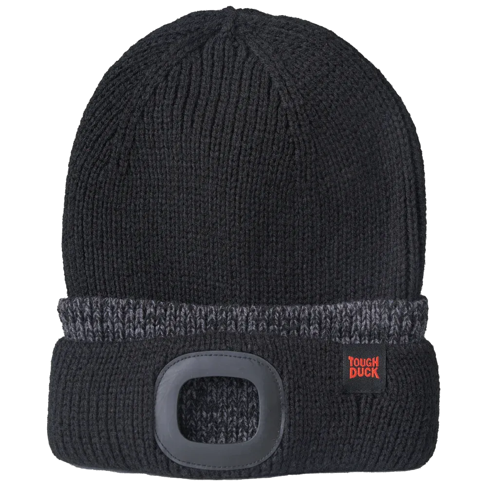Tough Duck LED Light Beanie – USB Rechargeable, 3 Brightness Levels, Warm Acrylic Knit Winter Hat for Work, Outdoor Activities & Low-Light Conditions