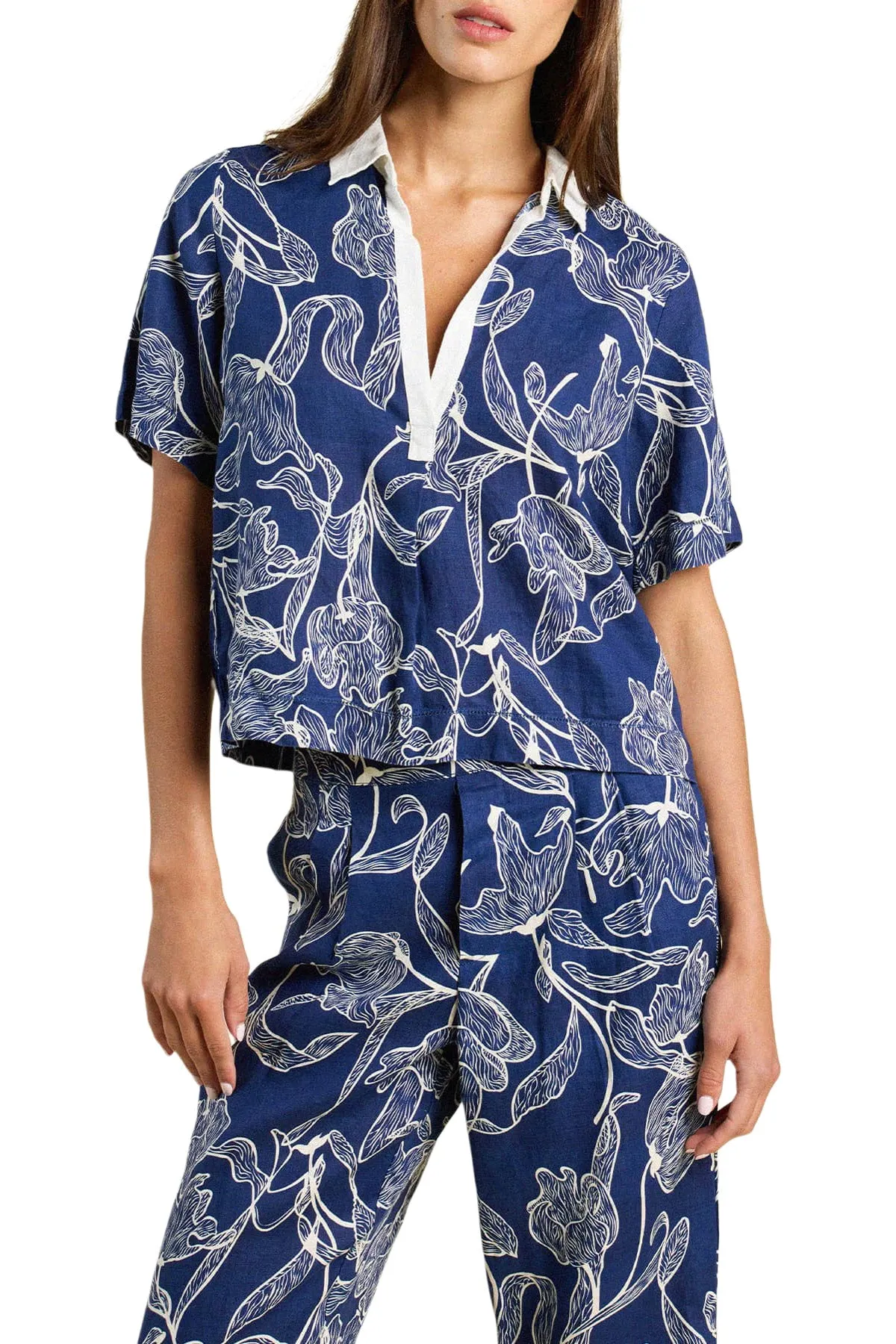 Trovata Birds of Paradis Cora Shirt in High Tide