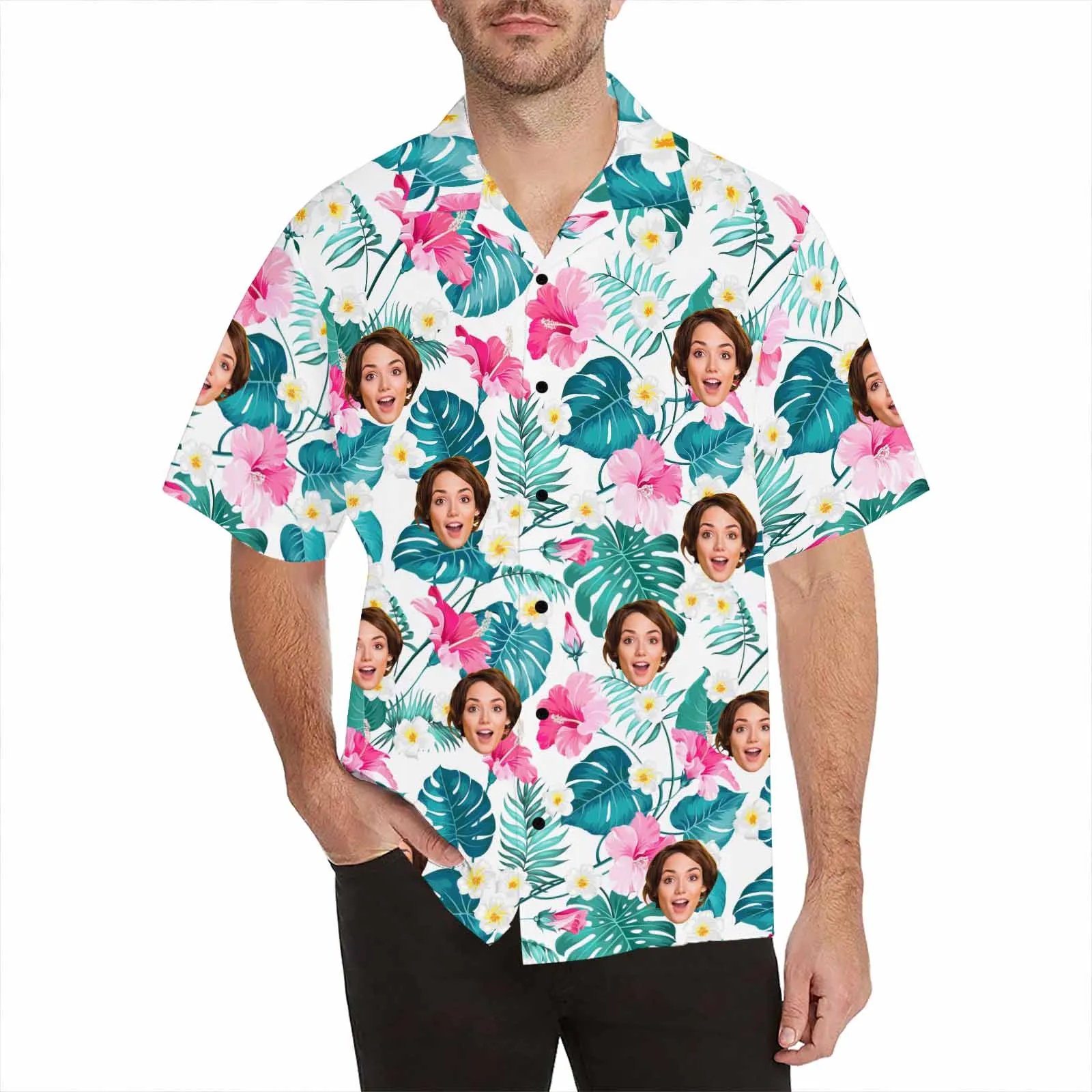 Vacation Style Men's Hawaiian Shirts Custom with Face/Name/Logo Summer Shirts Team Personalized Photo Tropical Beach Party Shirts Birthday Gift