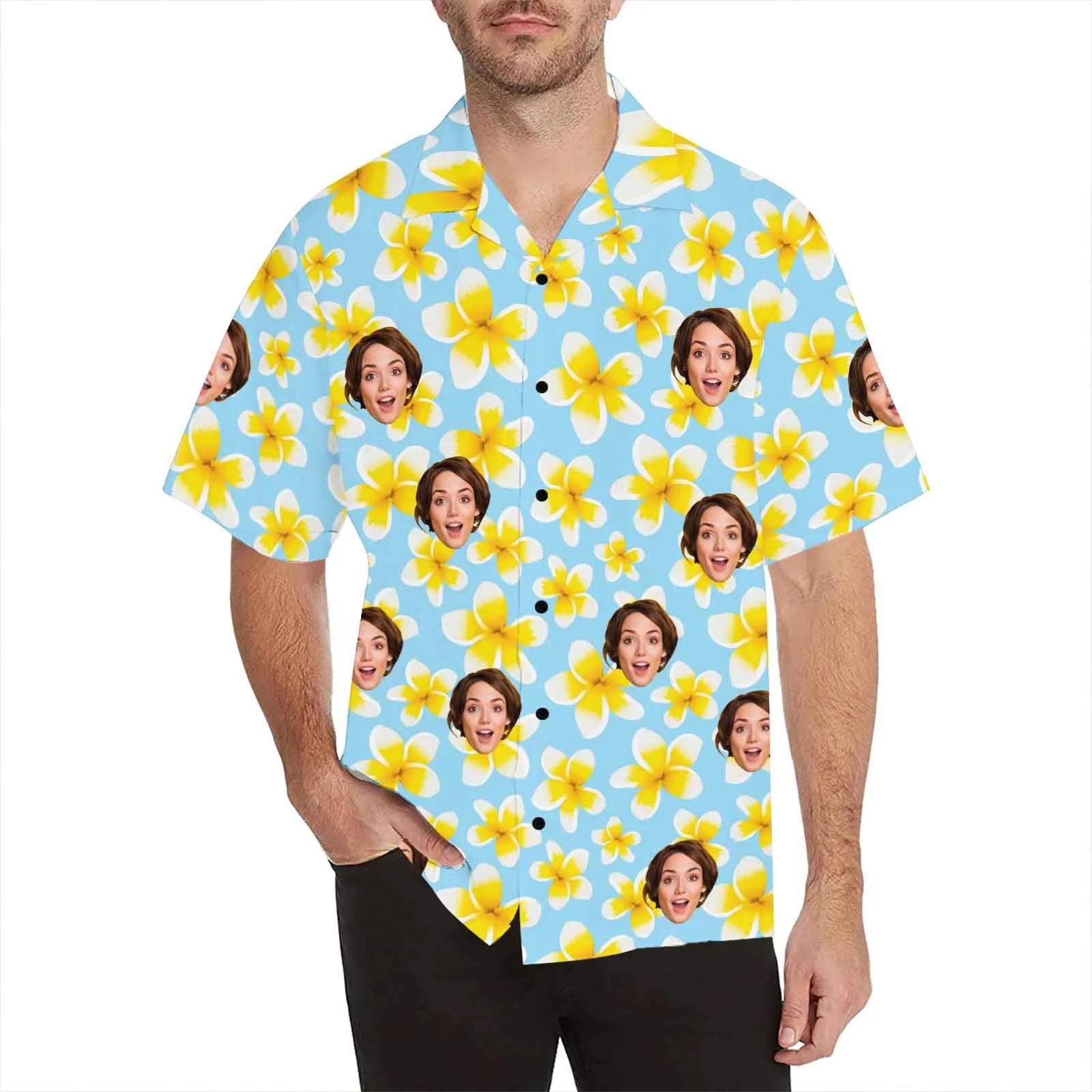 Vacation Style Men's Hawaiian Shirts Custom with Face/Name/Logo Summer Shirts Team Personalized Photo Tropical Beach Party Shirts Birthday Gift