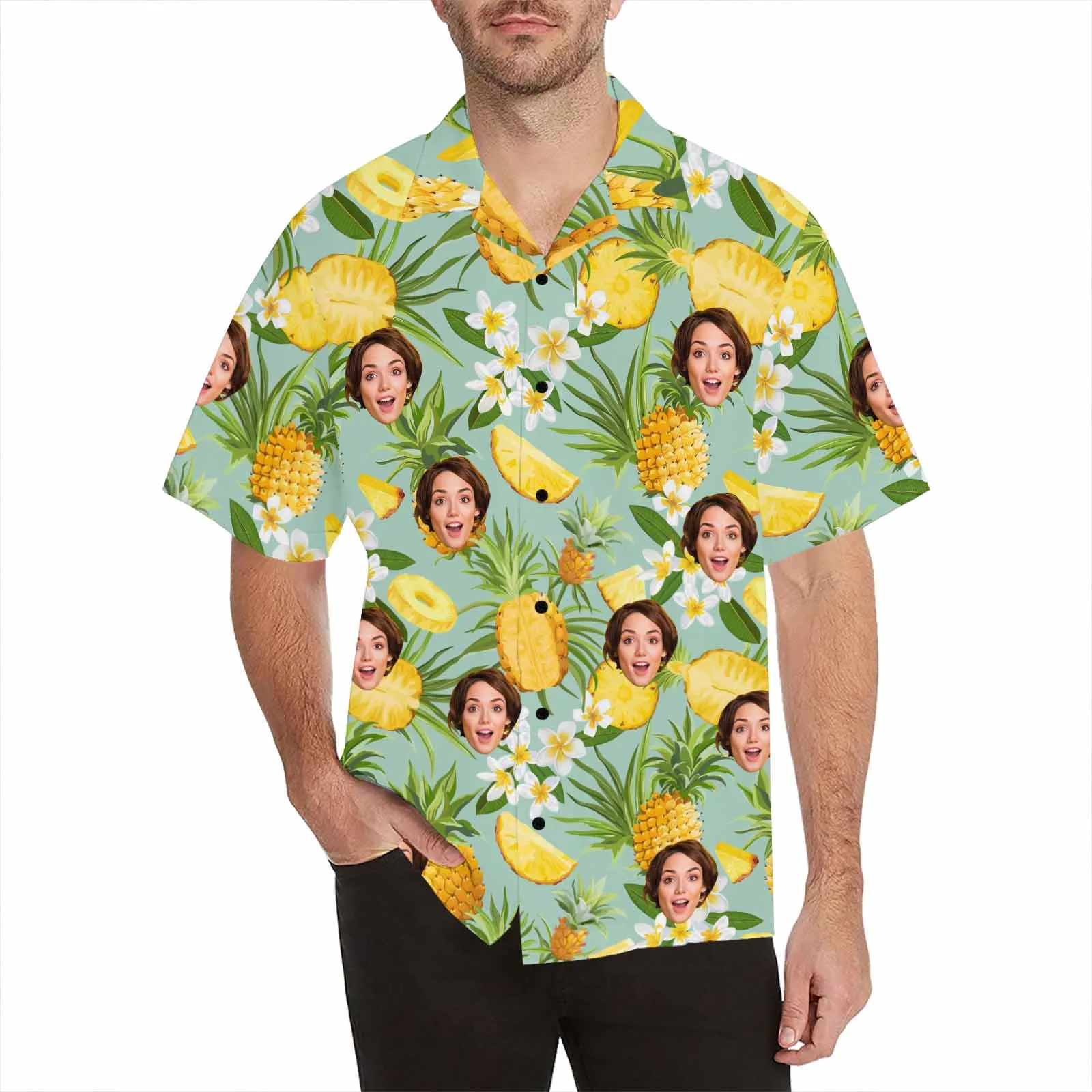 Vacation Style Men's Hawaiian Shirts Custom with Face/Name/Logo Summer Shirts Team Personalized Photo Tropical Beach Party Shirts Birthday Gift