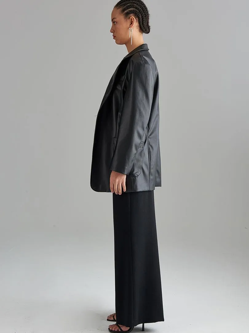 Vegan Boyfriend Leather Jacket - Black