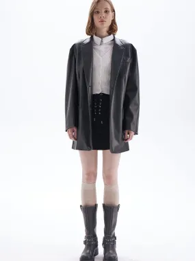 Vegan Boyfriend Leather Jacket - Black