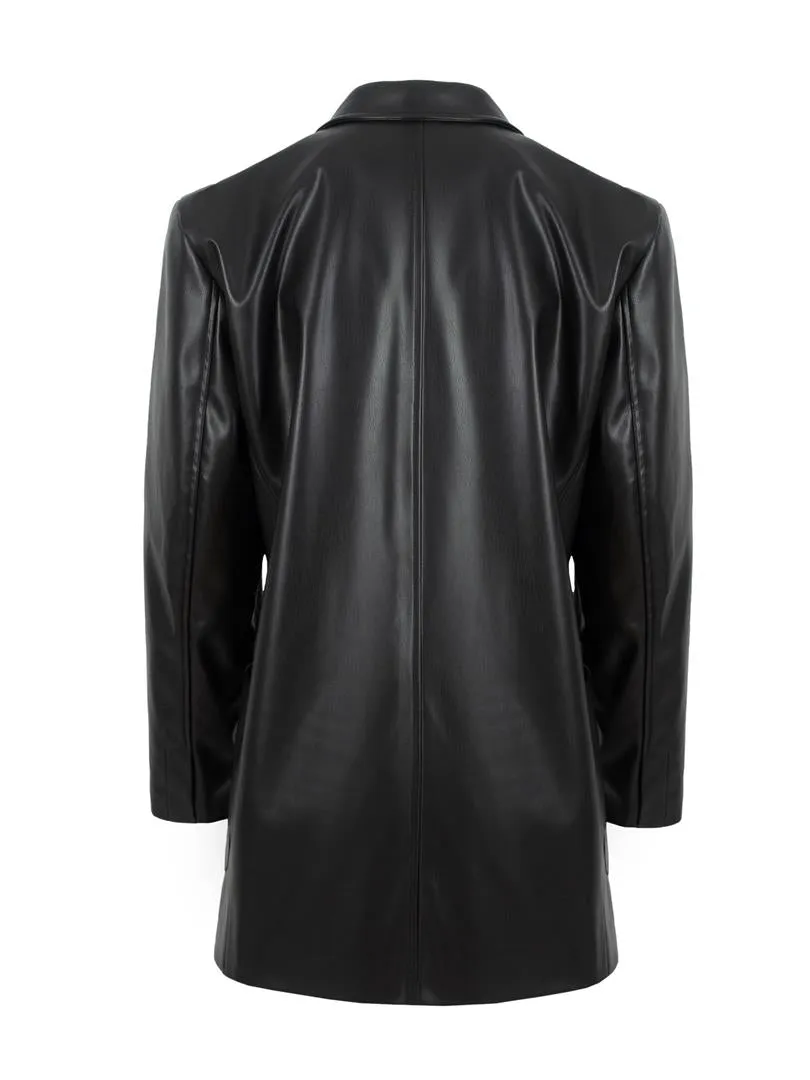 Vegan Boyfriend Leather Jacket - Black