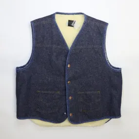 Vintage Sears Roebuck Denim Vest Jacket Size XL Sherpa Lined