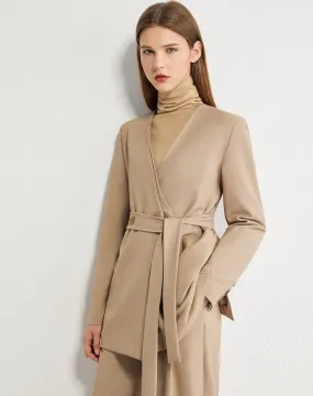 Vneck Solid Double breasted Blazer High Waist Pants