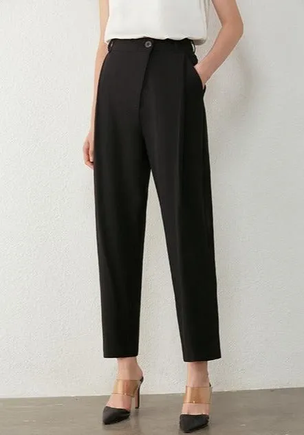 Vneck Solid Double breasted Blazer High Waist Pants