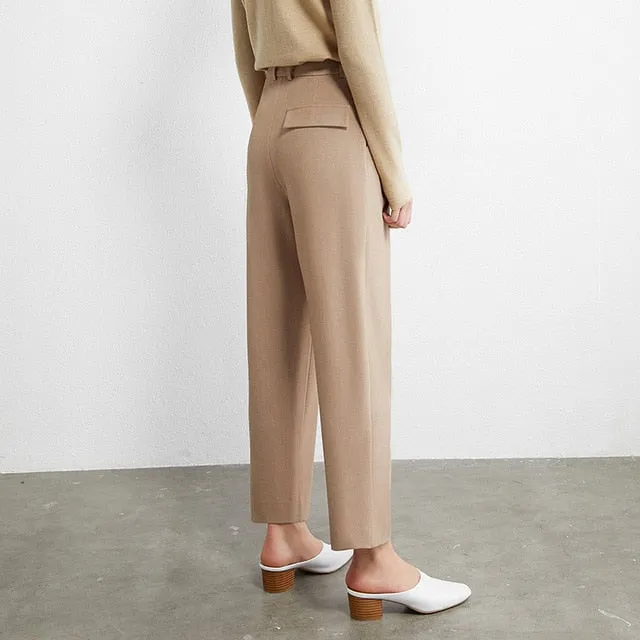 Vneck Solid Double breasted Blazer High Waist Pants