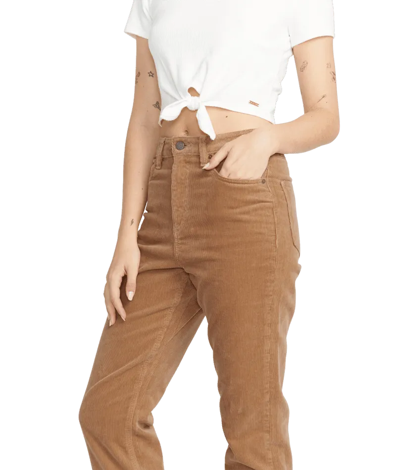 VOLCOM Women's Stoned Straight Corduroy Pants Mocha