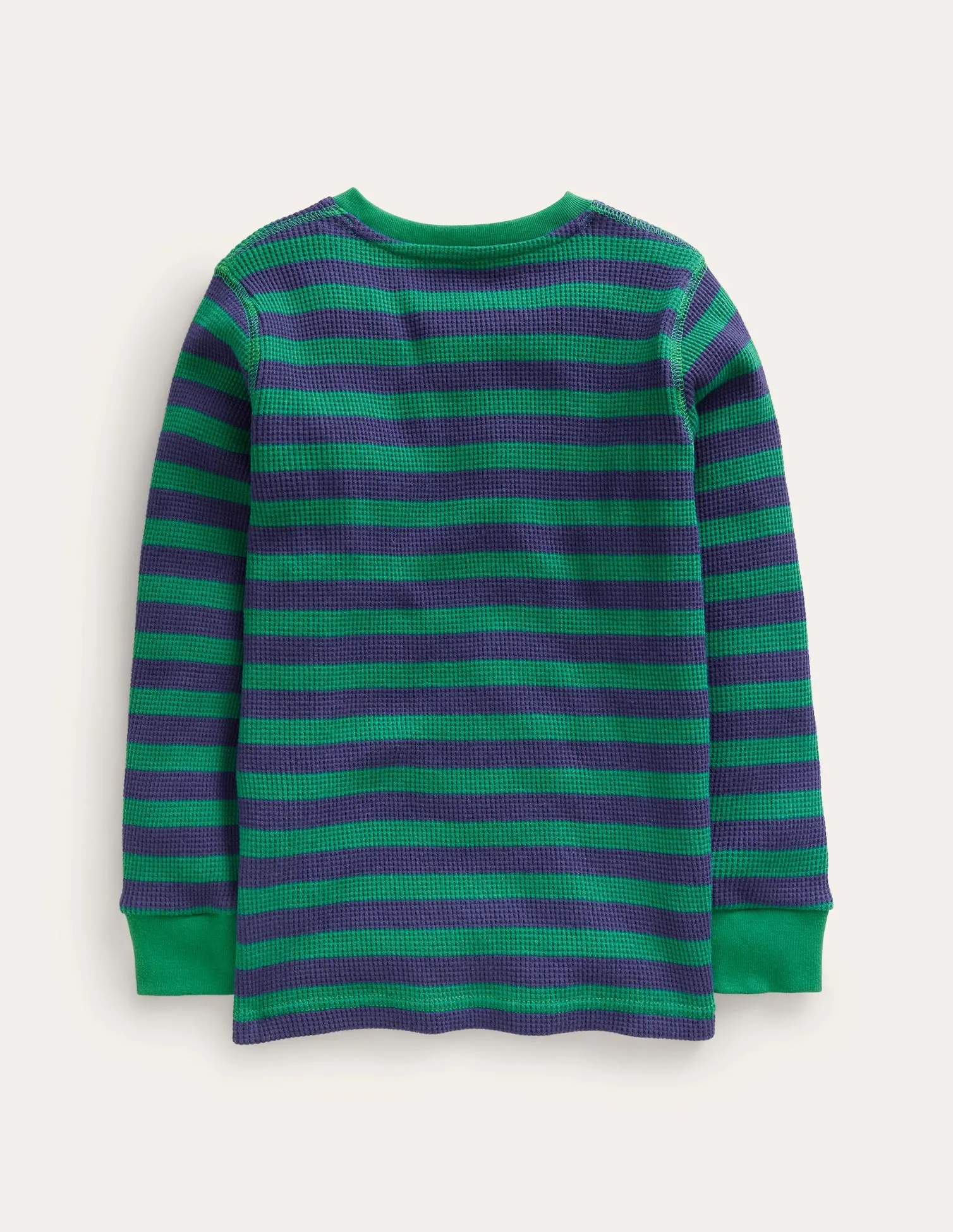Waffle Henley T-Shirt-Deep Green / College Navy