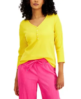 Waffle-Knit Henley T-Shirt