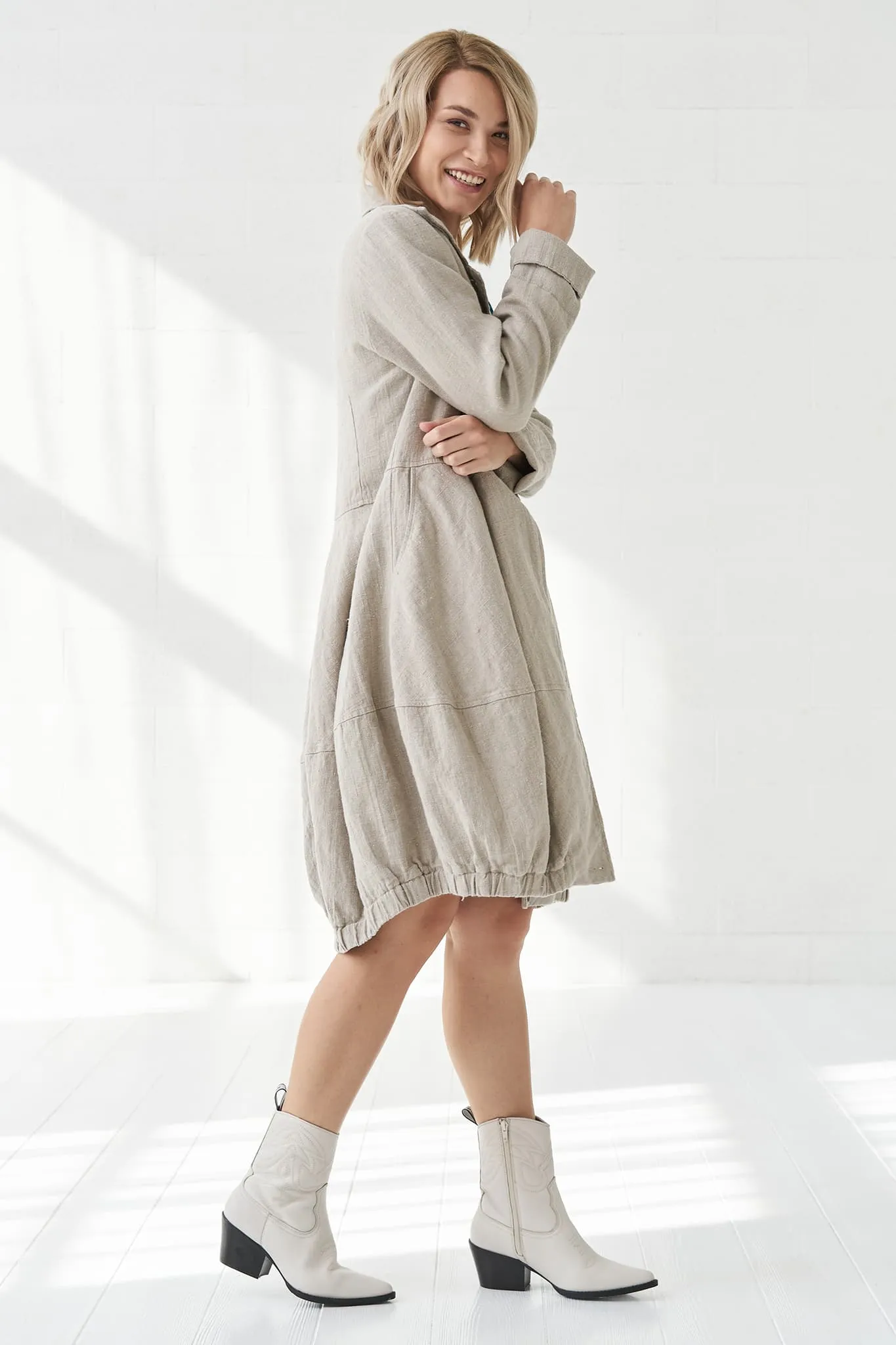 Warm linen coat Evelina