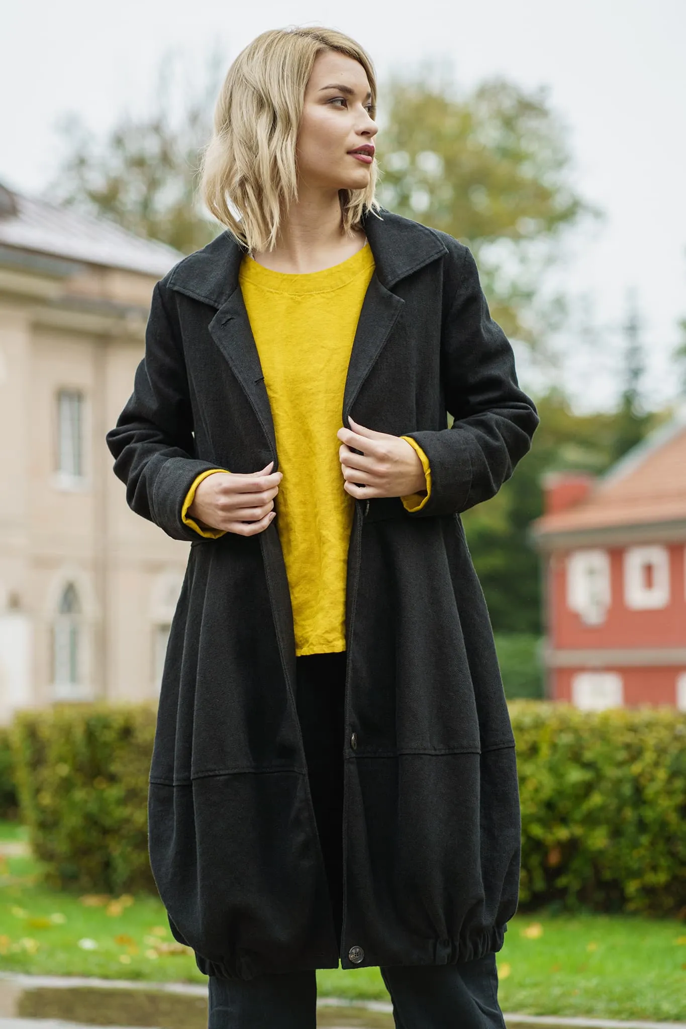 Warm linen coat Evelina