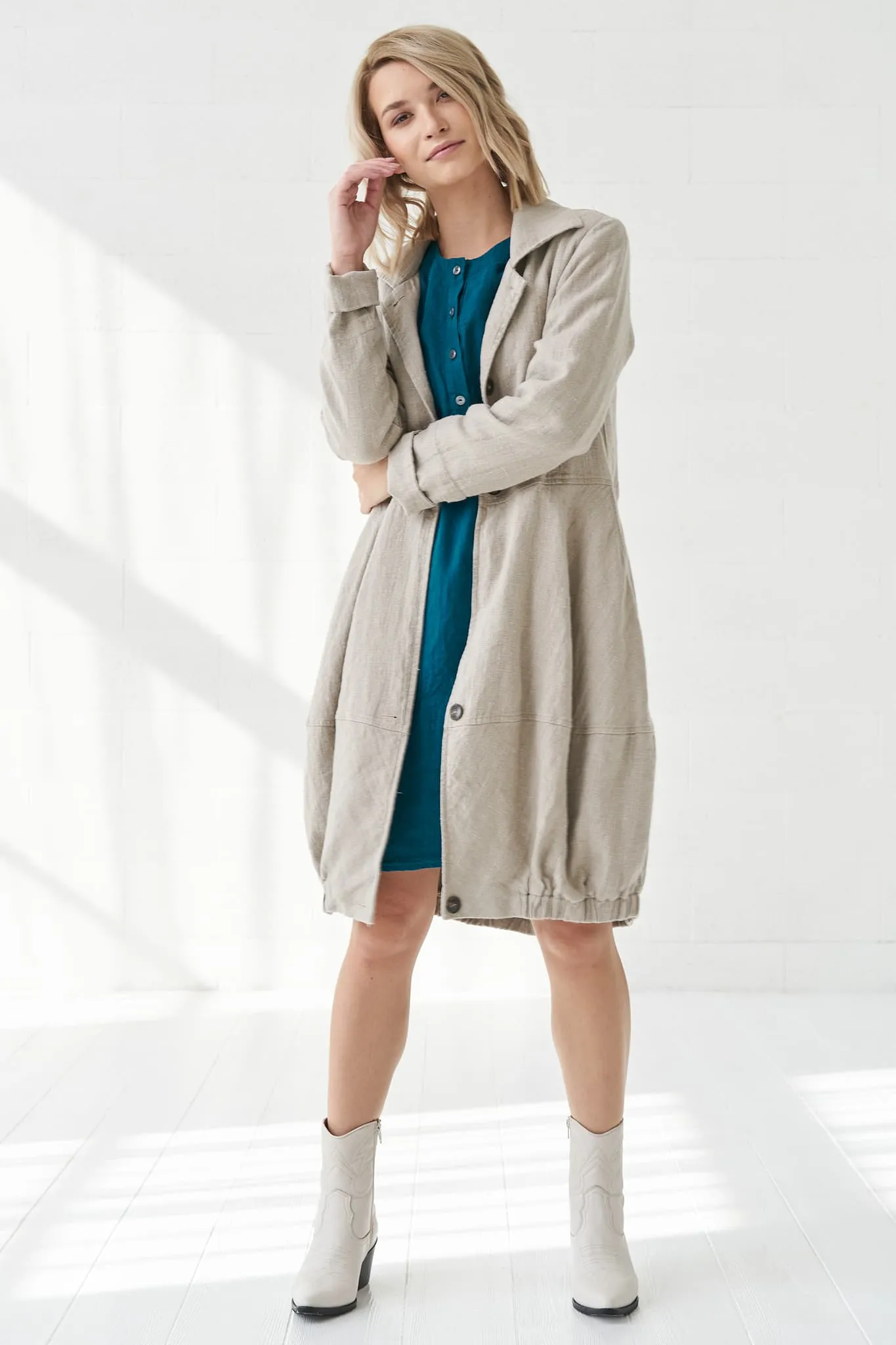 Warm linen coat Evelina