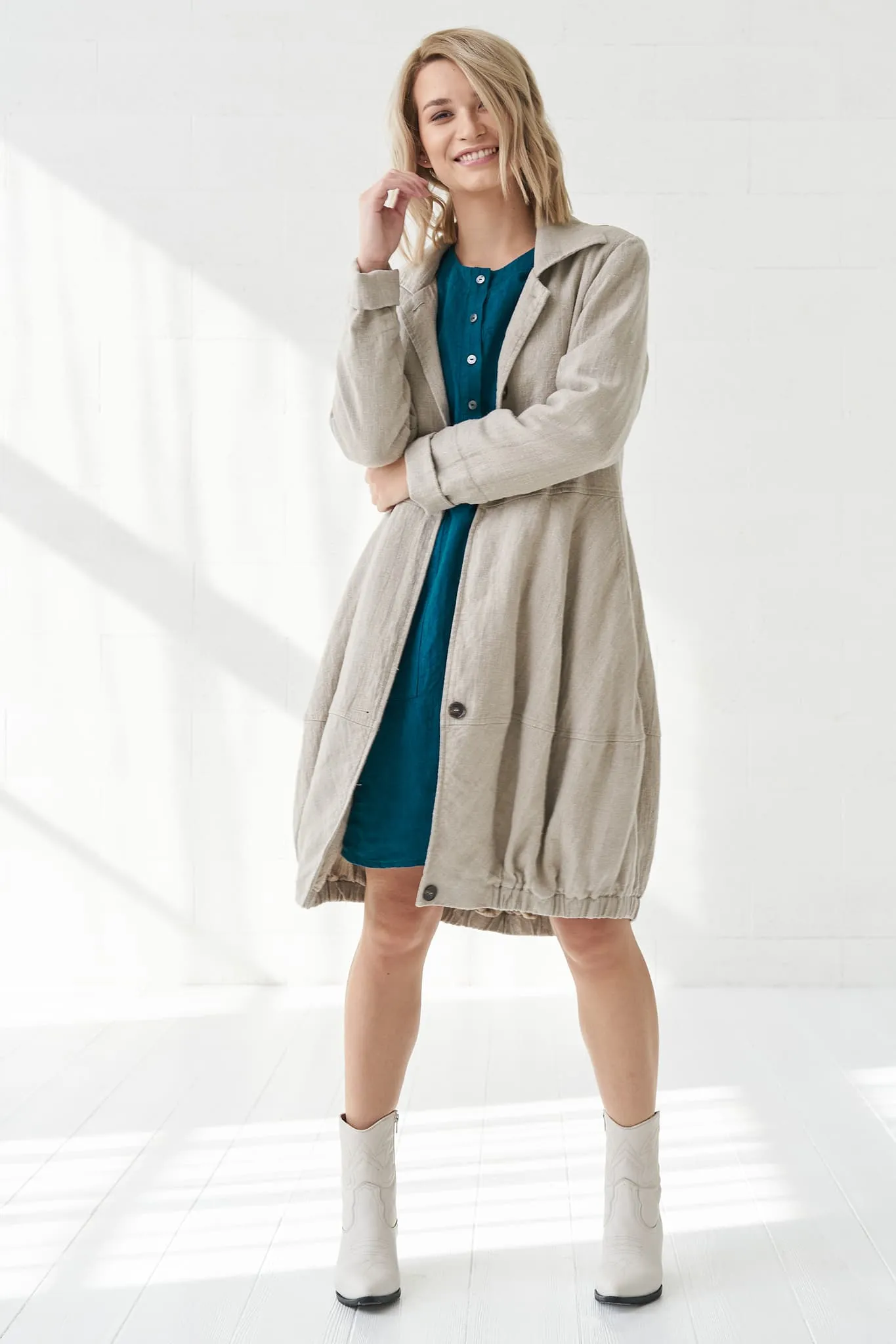 Warm linen coat Evelina