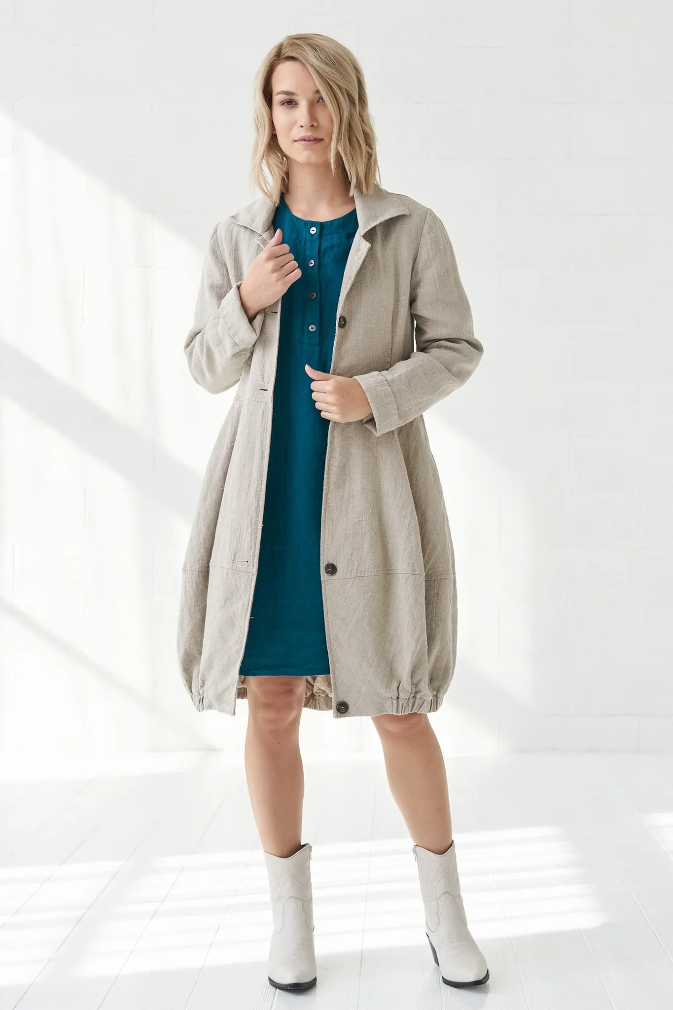 Warm linen coat Evelina