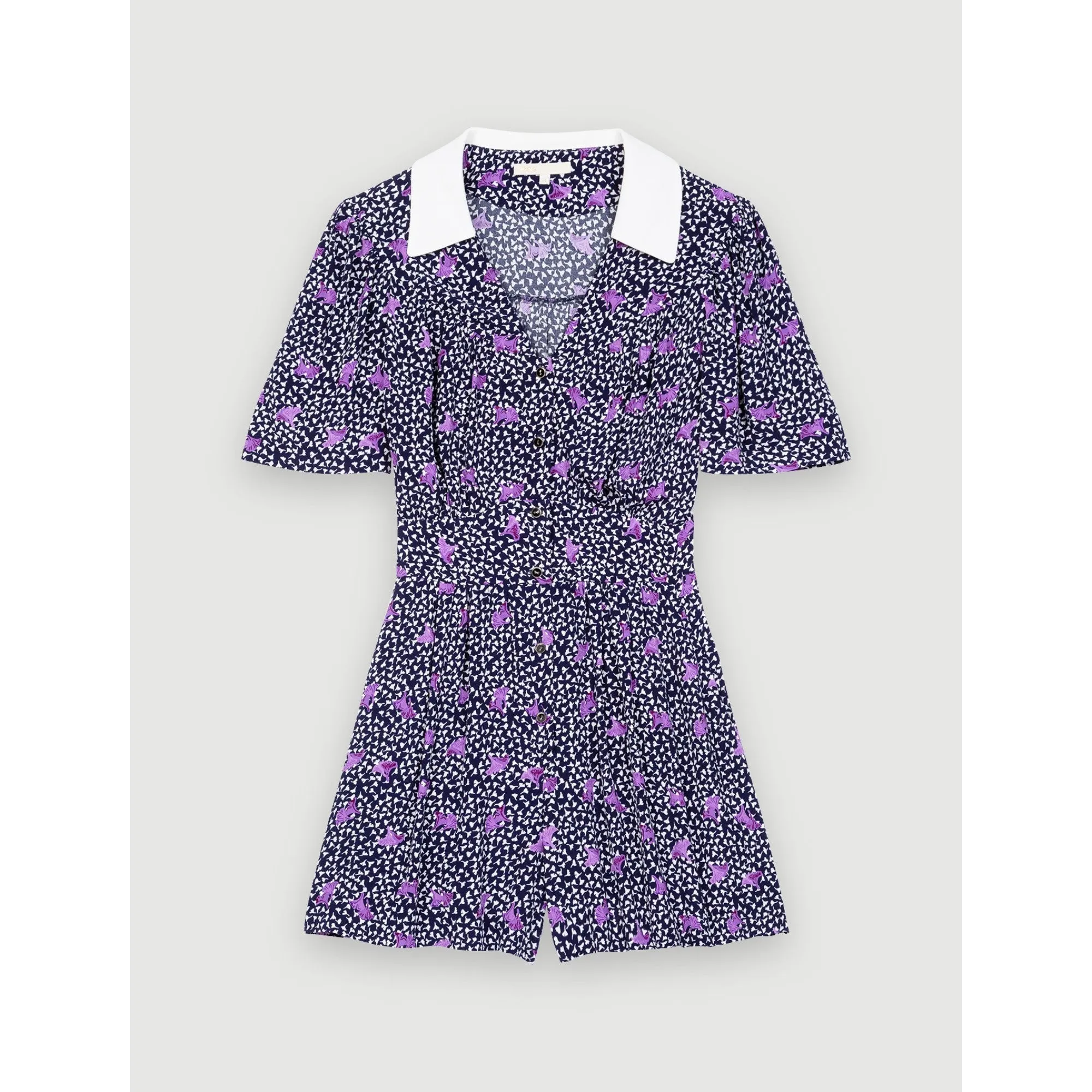Women Printed Crêpe Playsuit - Blue Purple