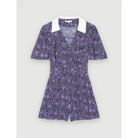 Women Printed Crêpe Playsuit - Blue Purple
