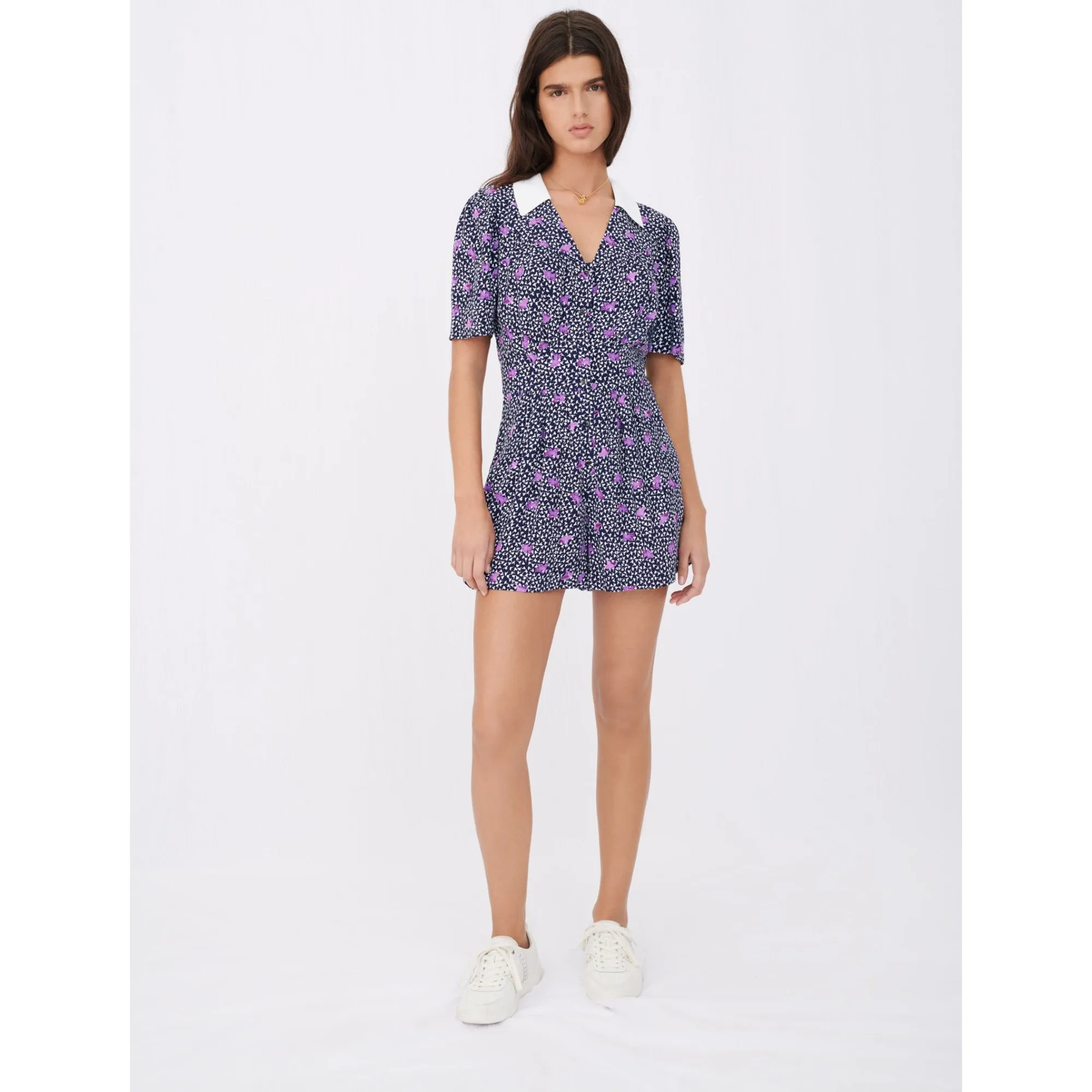 Women Printed Crêpe Playsuit - Blue Purple