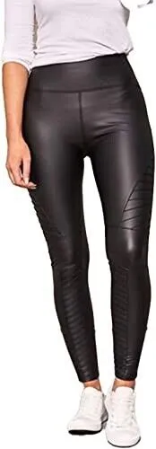 Women's Skinny High Waist PU Leggings Ladies Faux Leather Stretchy Biker Pants