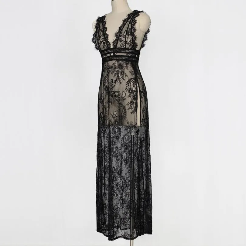 Women's Summer Lace V-Neck Sleeveless Long Dress