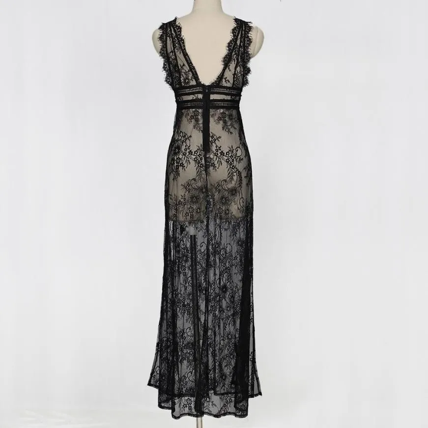 Women's Summer Lace V-Neck Sleeveless Long Dress
