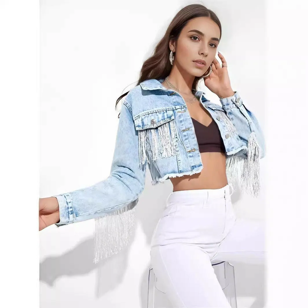 Women's Tassel Denim Short Jacket