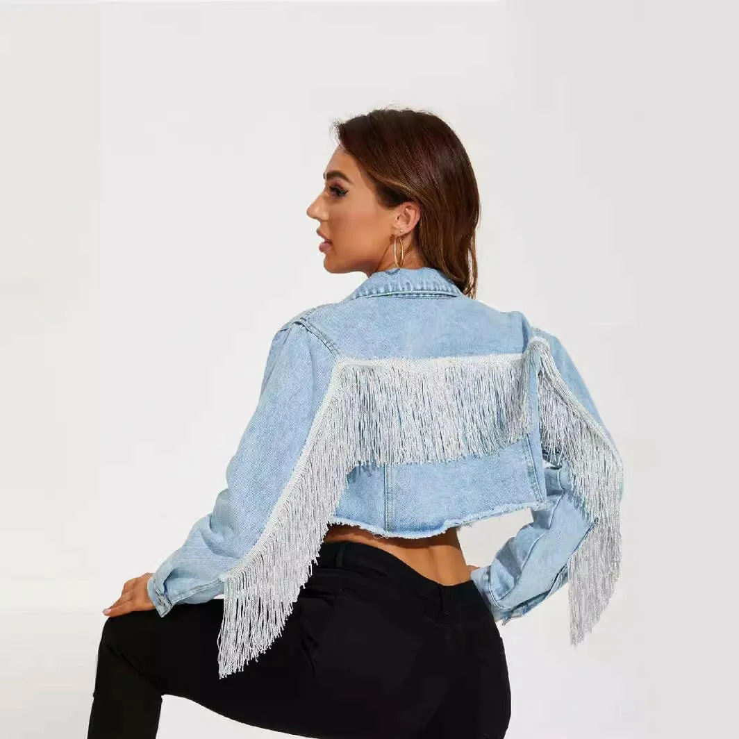 Women's Tassel Denim Short Jacket