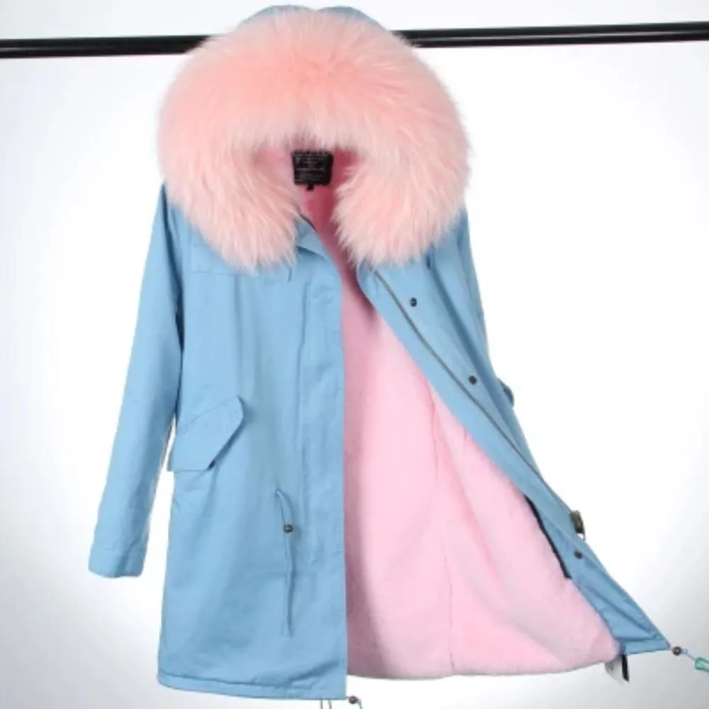 Women's Winter Casual Hooded Thick Long Parka With Raccoon Fur