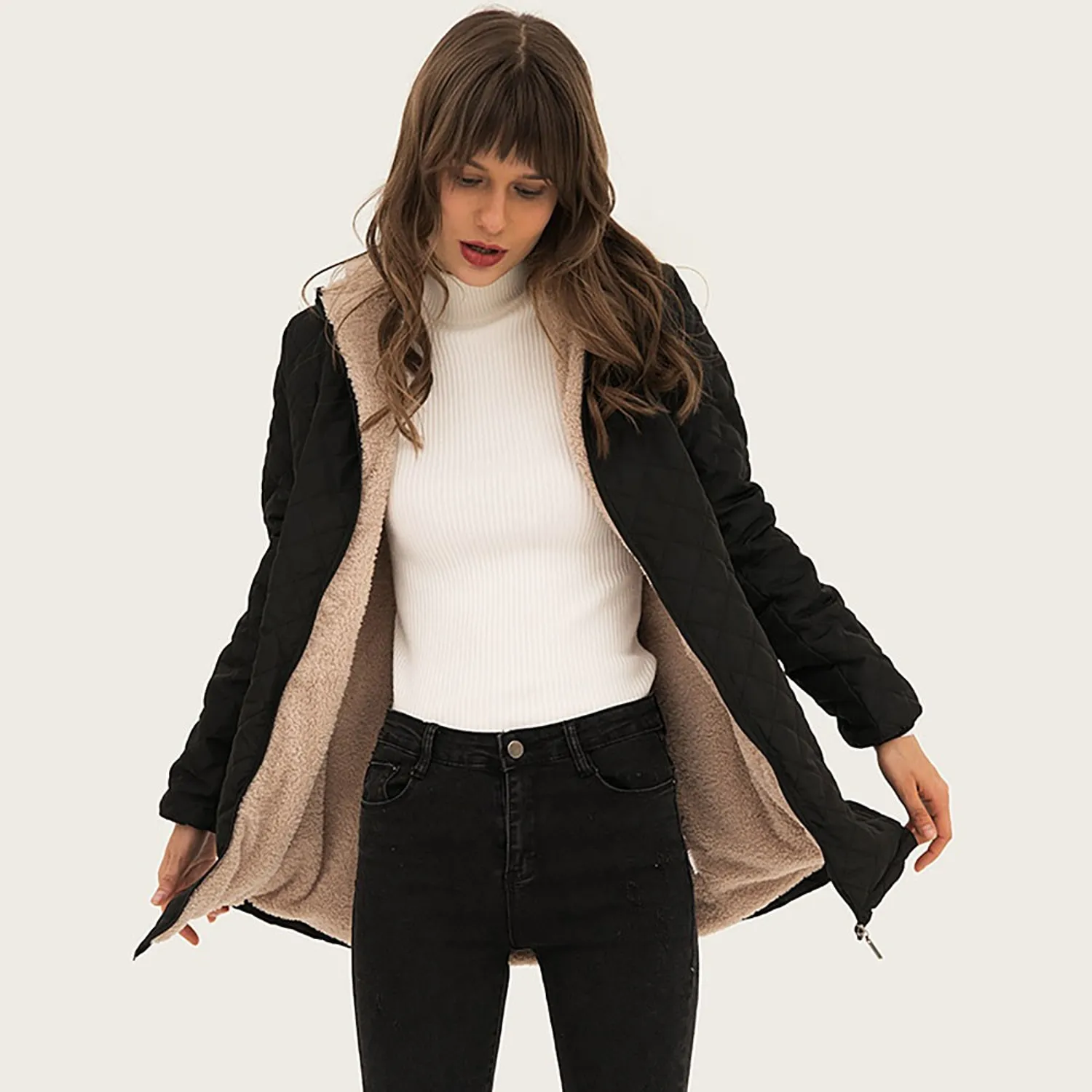 Women's Winter Casual Hooded Zipper Parka