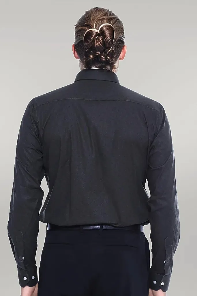 WSS Green Self Patterned Slimfit Shirt  - Singen