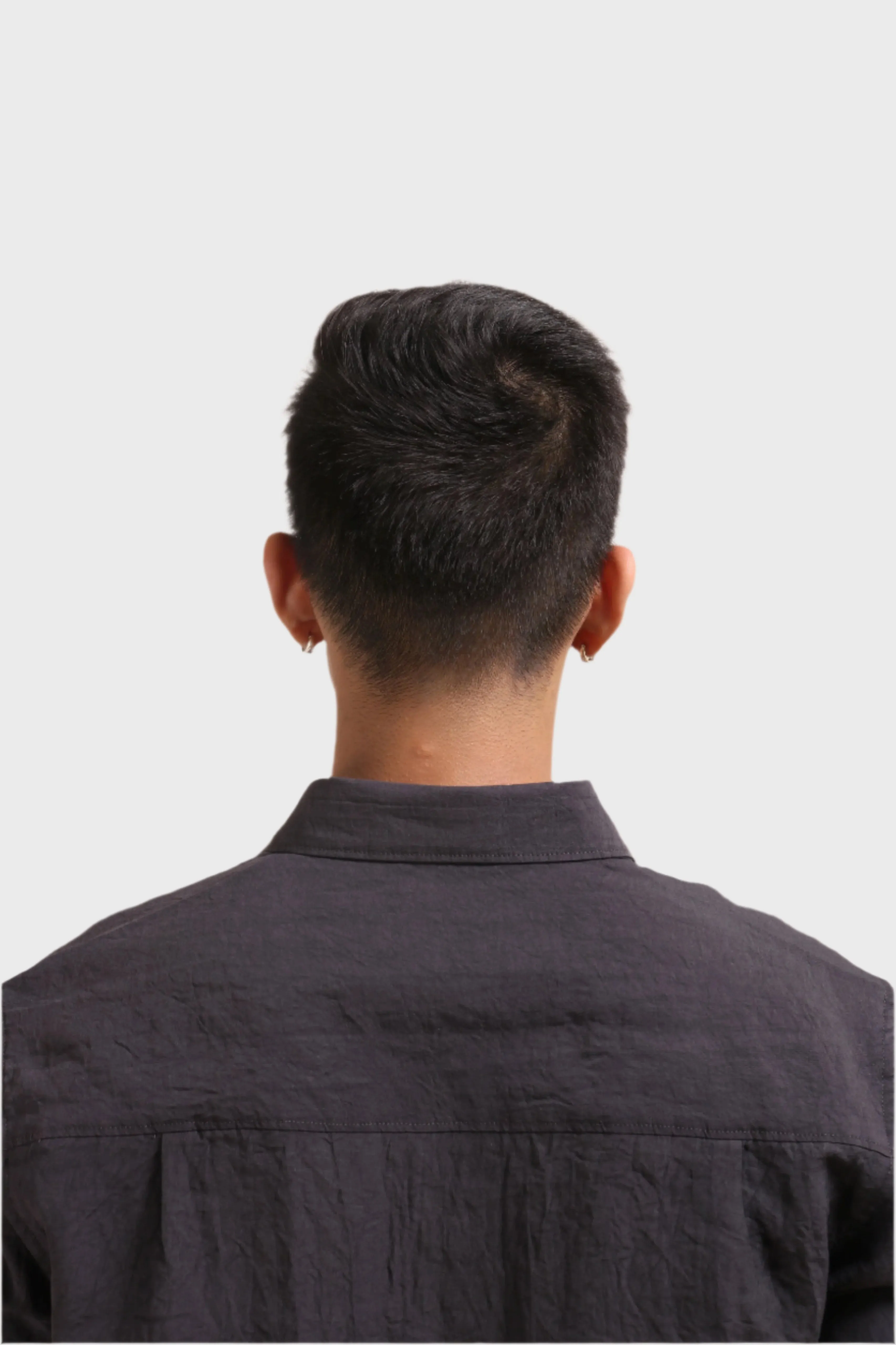 XKIND DARK GREY CRUSH WRINKLED LOOK REGULAR FIT SHIRT