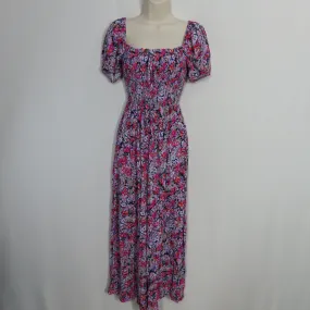 Yumi Kim Floral Smocked Lilac Camila Jumpsuit Short Puffy Sleeves Size Small